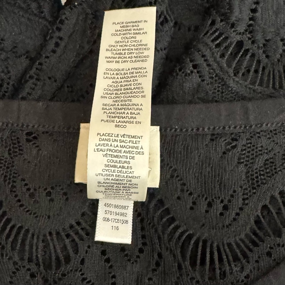 NWOT Chico’s Delicate Lace Flare Sleeve Top XL Sheer Romantic Layer Piece Black - Picture 9 of 9